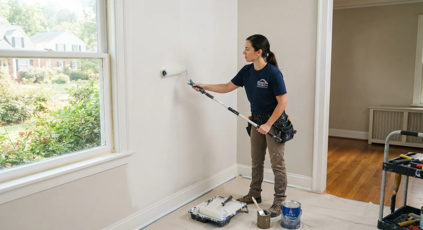 Professional painting contractor at work indoors